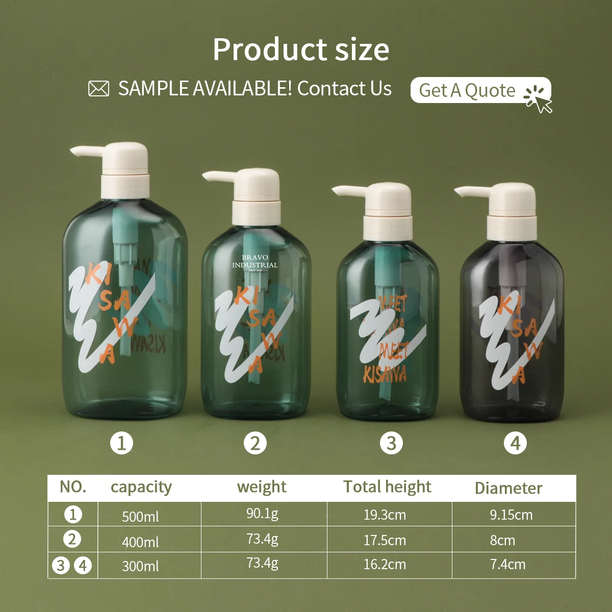 Eco-friendly 500ml Green PET Pump Bottle for Cosmetic Skincare